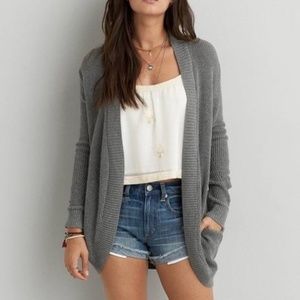American Eagle Open Stitch Grey Cardigan